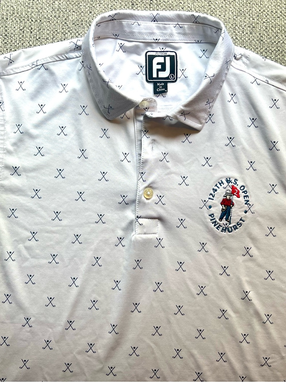 FootJoy White Short-Sleeve Polo - Pinehurst junior size large